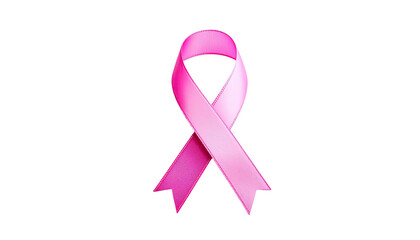 A vibrant pink ribbon, a recognized symbol, set against a stark black background