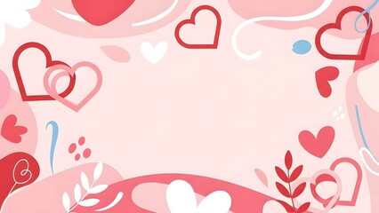 Valentine's Day: Pink Heart Background Banner With Copy Space