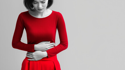 Woman Suffering From Stomach Pain &ndash; Abdominal Pain, Digestive Problem and Healthcare Medical Concept