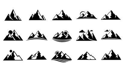 mountain silhouette icon vector set for logo

