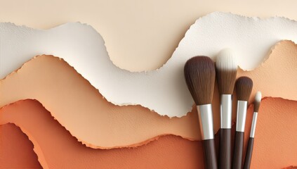 Makeup brushes on textured paper