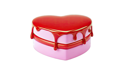 Heart-shaped cake with red glaze