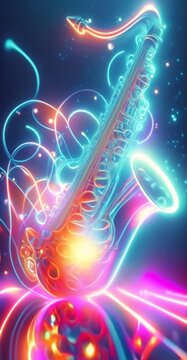 Neon abstract waves resembling futuristic neural network