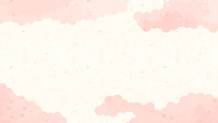 春を感じる和紙テクスチャと水彩タッチの和風デザイン背景。桜の和風水彩背景。Japanese Spring Watercolor Background