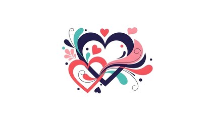 Valentine's Day: Abstract Heart Logo With Colorful Swirls