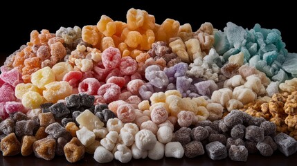 Colorful pile of assorted, sugary candies