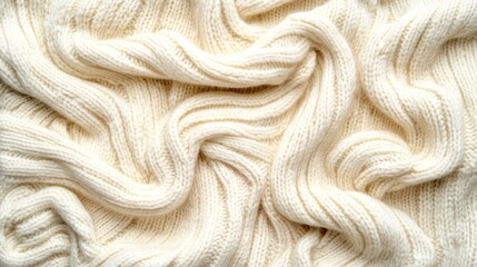Textured, cream-colored knitted fabric, draped in soft folds