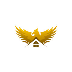 eagle and house logo with a sturdy appearance