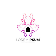 Charity logo with house care design combination, social logos