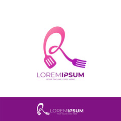 R logo , Letter R logo with cutlery design combination, restaurant