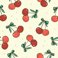 Cherries Seamless Pattern Cherry Background