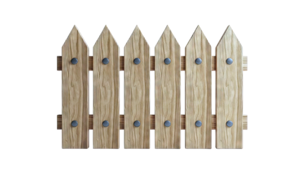 Wooden Picket Fence Section with Metal Rivets