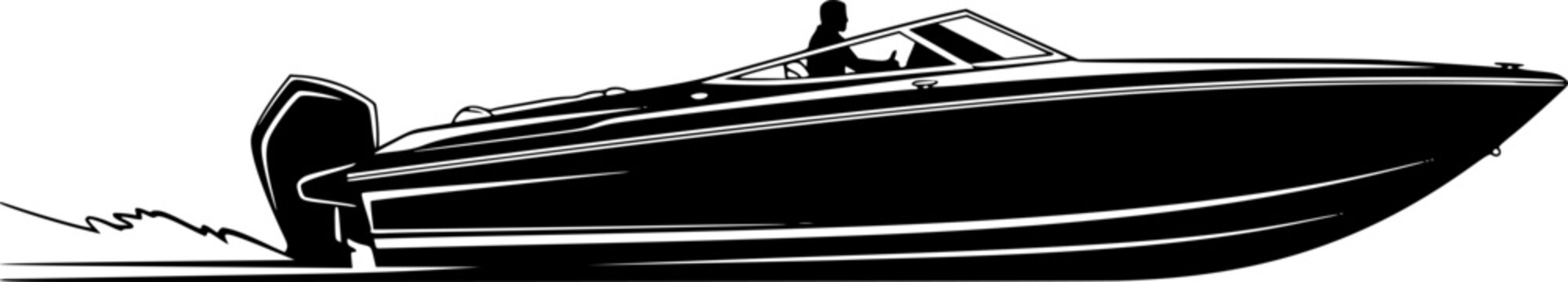 Speed boat transport vehicle nautical vessel silhouette vector illustration
