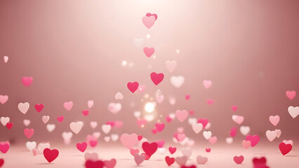 Pink and White Hearts Scattered on a Dreamy Pink Background