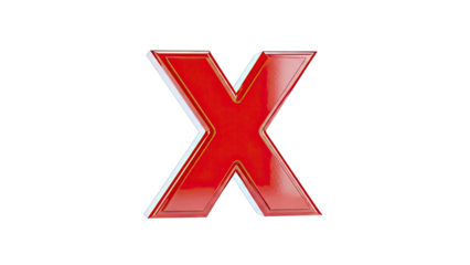 Red 3D Letter X with Gold Trim
