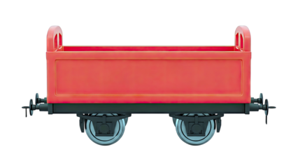 Red Open Top Train Wagon with Wheels