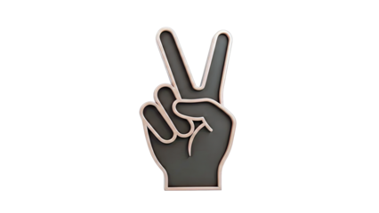 3D Peace Sign Hand Gesture with Copper Outline