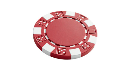 Red poker chip representing gambling, casino games, betting, and chance, with transparent background for easy use