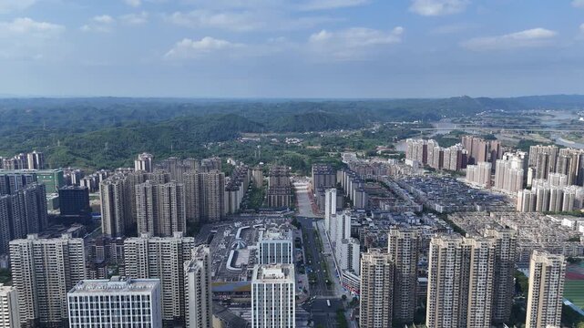 Leshan Sichuan Aerial Photography - Urban Landscape with Mountains