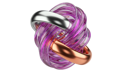 Intertwined Abstract Sculpture with Metallic and Glass Elements