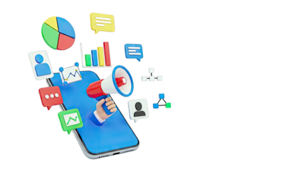 Mobile Marketing and Analytics 3D Illustration