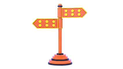 Orange Directional Signpost with Yellow Circles