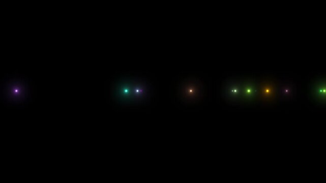 Colourful string lights effect for overlay animation video. light bulb string isolated animation on black background.