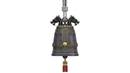 Ornate Dragon Bell with Red Tassels