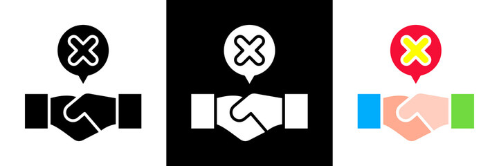 Fototapeta premium Avoid Handshake Icon Set Glyph vector Illustration 