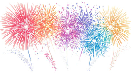 Colorful fireworks display on transparent background