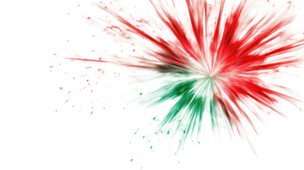 Vibrant fireworks explosion on transparent background