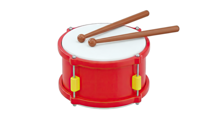Red Toy Drum with Drumsticks