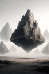 Floating Data Mountains Sci-Fi Wallpaper