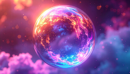 Fototapeta premium Iridescent Cosmic Bubble Nebula Galaxy Image