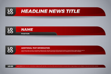 Red and Black Lower Third News Graphics with Logo and Text Layout for Broadcast and Video Editing