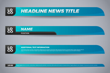 Blue and Black Lower Third News Graphics with Dotted Pattern and Logo Placeholder for Broadcast Media
