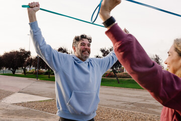 Elderly couple spend time together with positive attitude toward aging