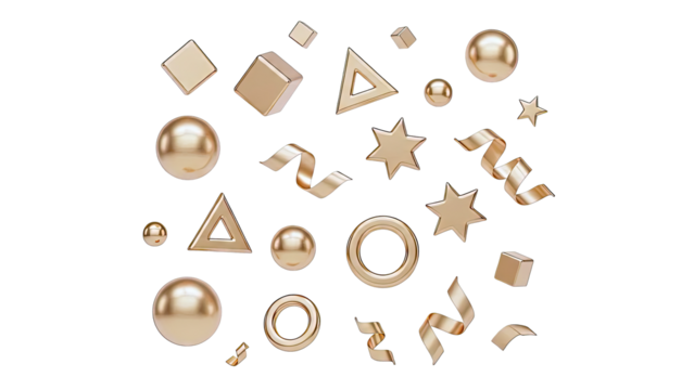 Golden Geometric Shapes and Confetti - Powered by Adobe