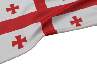 Waving Georgian flag with vibrant red crosses symbolizes national pride and cultural heritage beautifully