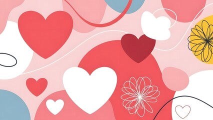 Valentine's Day: Abstract Pink Hearts Background With Doodles
