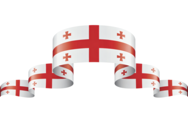 Georgia flag ribbon for national pride and patriotic events, waving for freedom and independence, country symbol