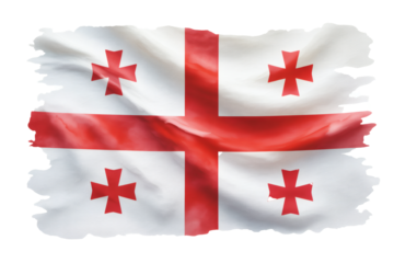 Waving Georgian flag with bold red crosses for national pride or a patriotic symbol of Georgia country