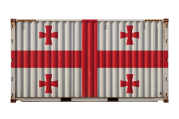 Georgian flag painted on shipping container, symbolizing global trade and national identity in international commerce