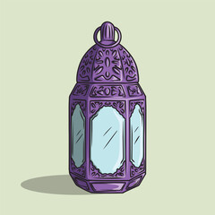 Islamic Decorative Lantern Illustration in Purple Color