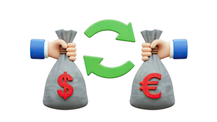 Dollar to Euro Exchange Concept