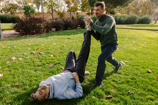 Mature adult stretching for healthy living after 50.