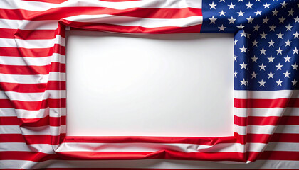 Patriotic American Flag Frame With Blank White Space For Text Or Ad Copy.