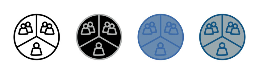 
segmentation icon set multiple style collection with donut chart design, and five people
