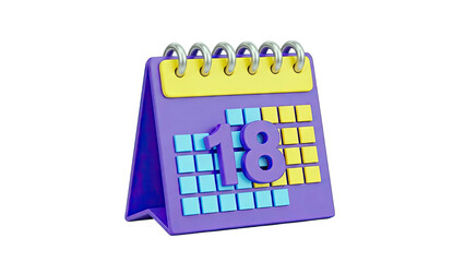 3D 3D 3D 3D 3D 3D Calendar with Number 18