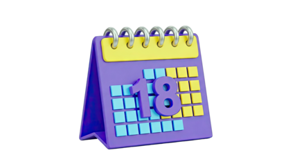3D 3D 3D 3D 3D 3D Calendar with Number 18